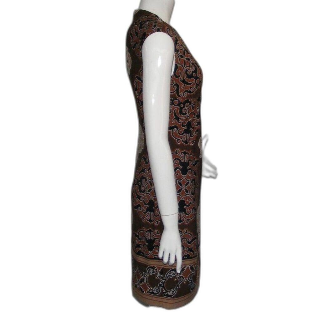 CACHE Dress, 6, Brown/Tan, Sleeveless, V-neck, Embellished, Back zipper - Picture 6 of 14